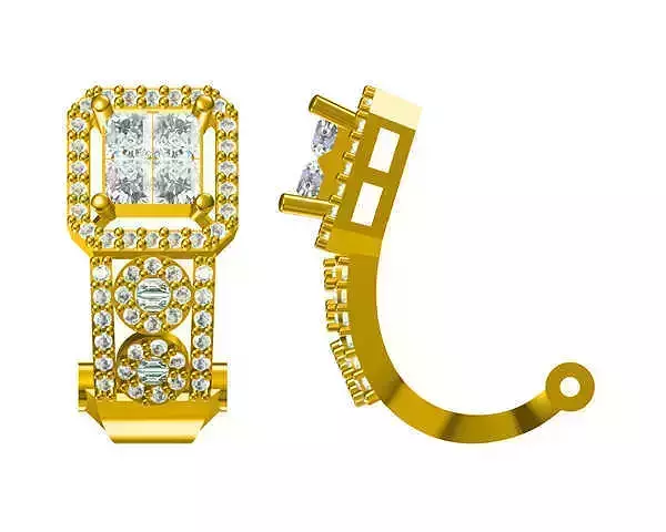 JCD Format Elegant square shape earrings for women ring cad 