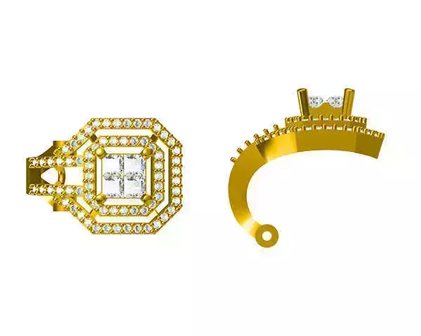 JCD Format Square shape earrings round cut earrings design