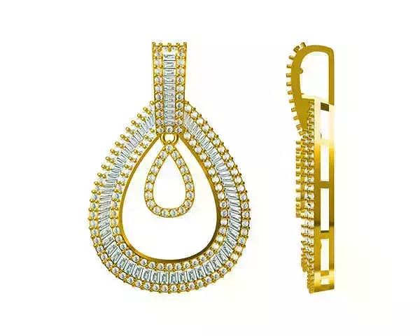 JCD Format Delicate drop shape with baguette cut pendant