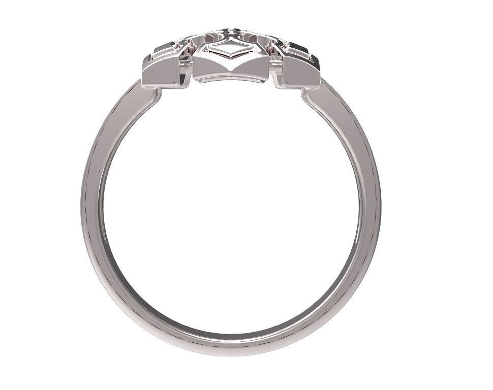 Ring gold with diamond in center 3D print model_5