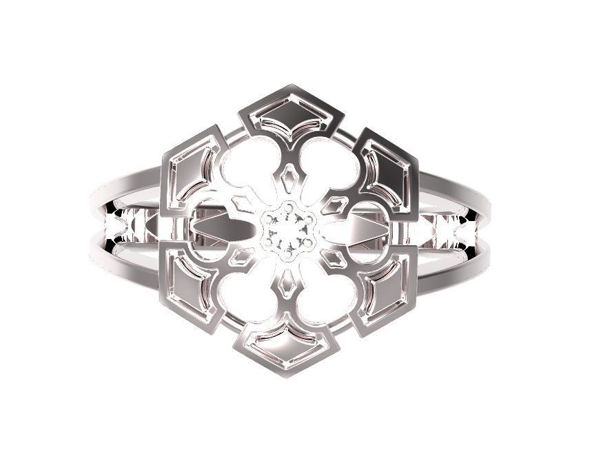 Ring gold with diamond in center 3D print model_2