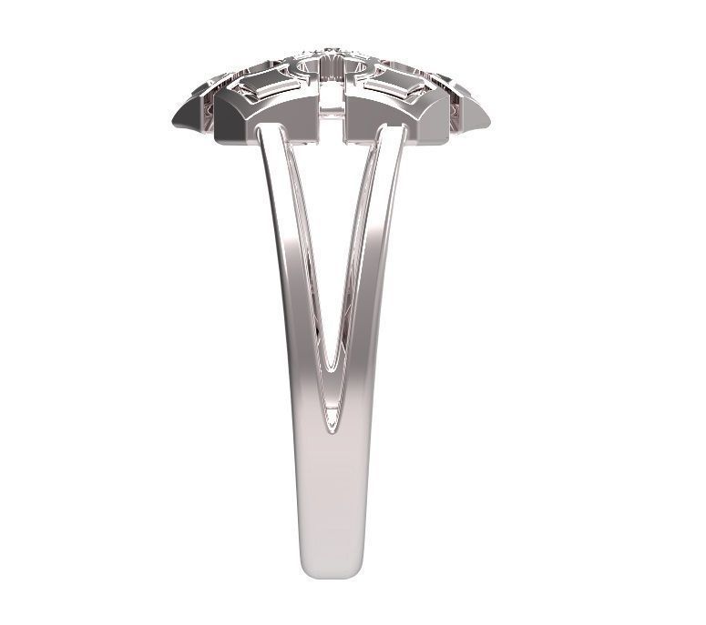 Ring gold with diamond in center 3D print model_6