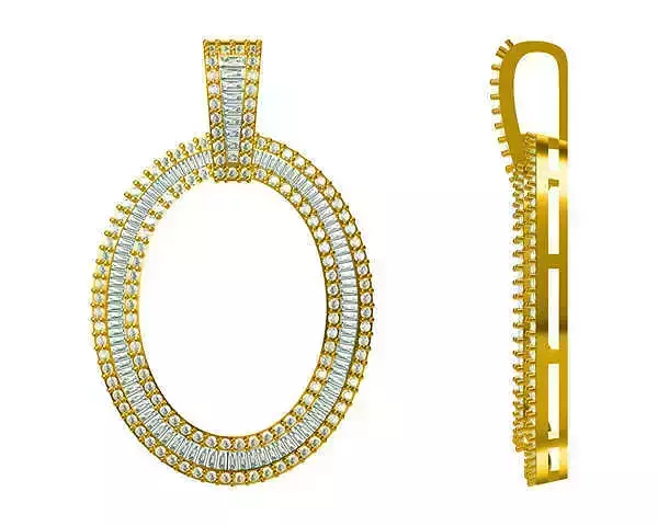 JCD format Minimalist oval shape with baguette cut pendant