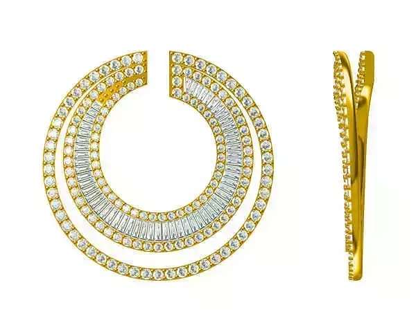 JCD Format Gold chain necklace baguette cut diamond pendant