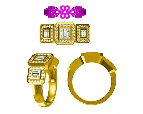JCD Format Vintage square shape  engagement rings files
