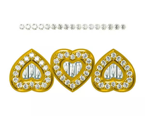 JCD Format Delicate heart shape with baguette desgin pendant 3D print model