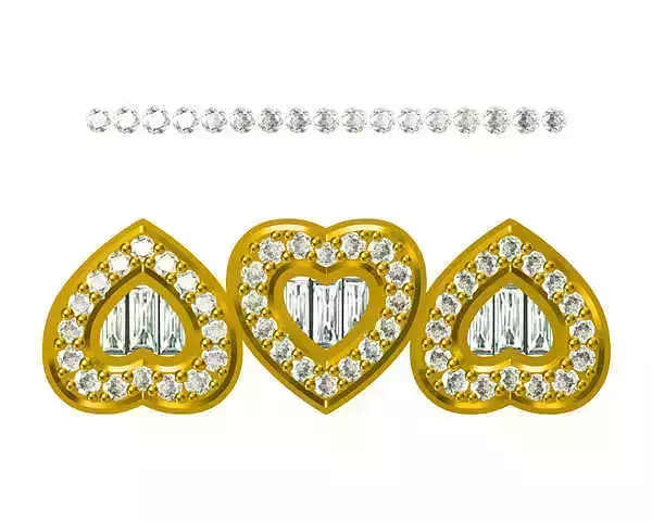 JCD Format  Delicate heart shape with baguette desgin pendant 3D print model