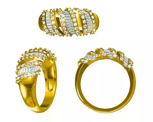 JCD Format Wavy shape baguette-cut jewelry cad cam masters