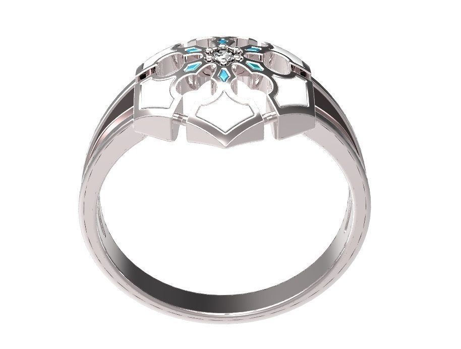 Ring gold with turquoise stones 3D print model_8