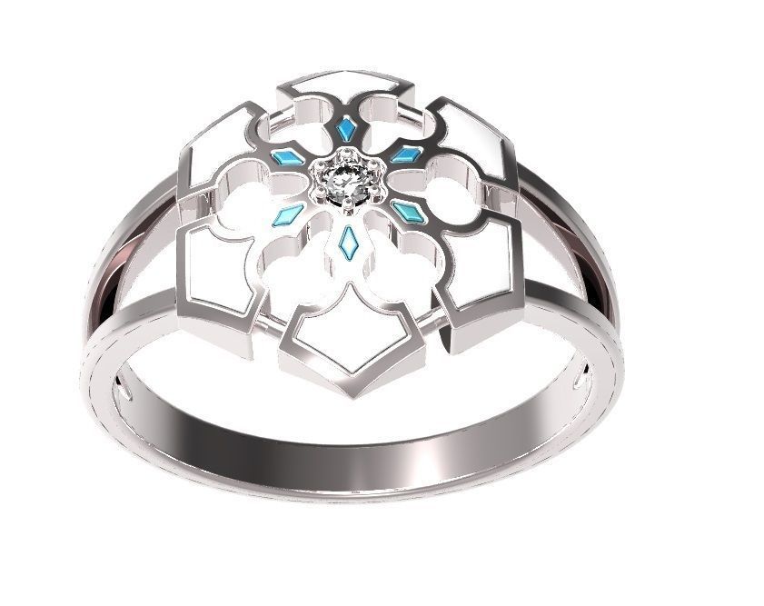 Ring gold with turquoise stones 3D print model_2