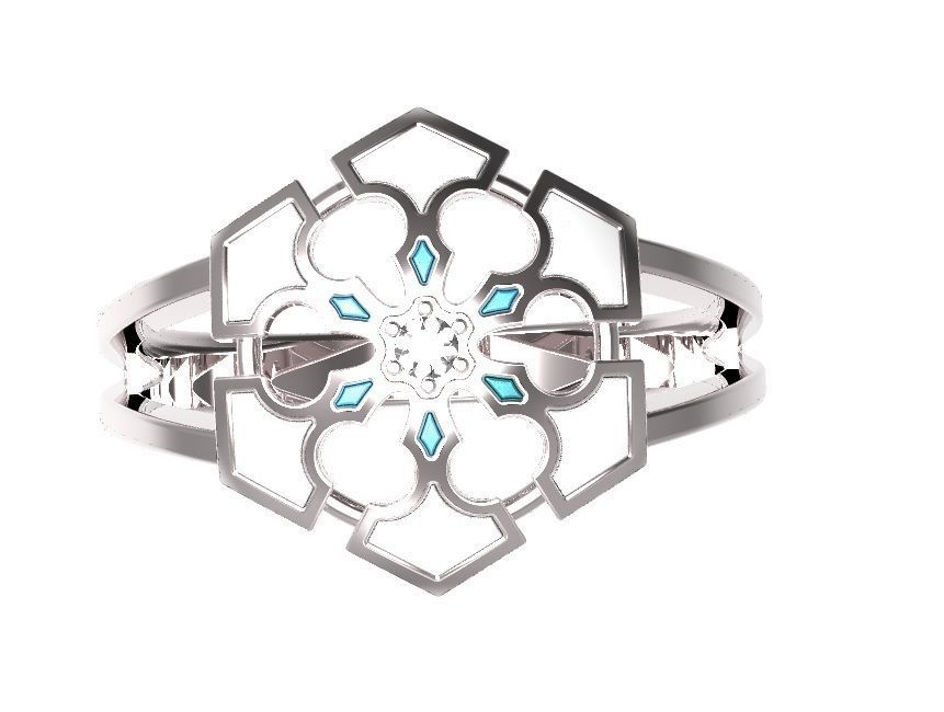 Ring gold with turquoise stones 3D print model_3