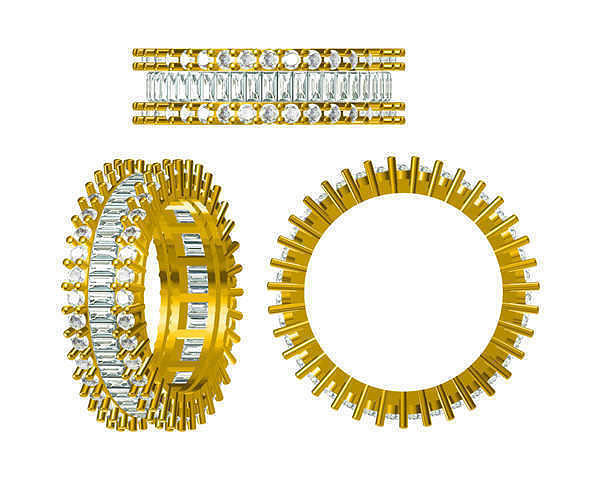 JCD Format Eternity baguette cut engagement rings 3d jewelry cad 3D print model