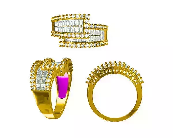 JCD Format Vintage baguette shape baguette cut diamond 3d design