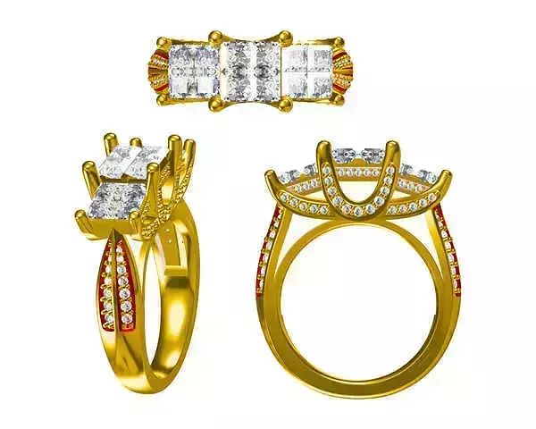 JCD Format Vintage square shape  engagement rings files for sale