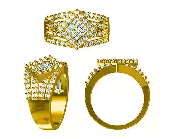 JCD Format Vintage square shape baguette cut diamond ring