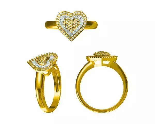 JCD Format  Delicate heart shape with baguette cut desgin ring