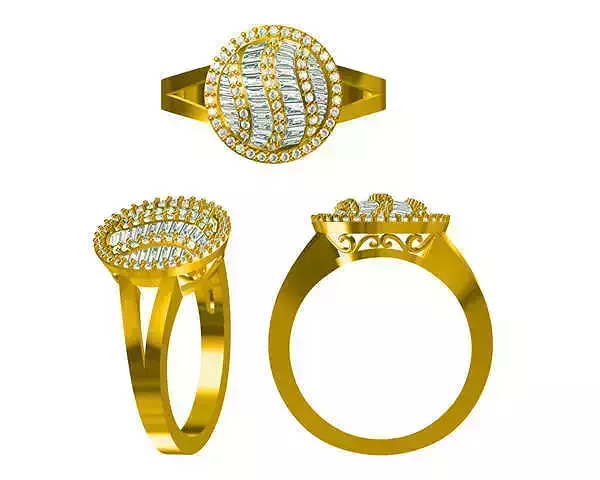 JCD Format Vintage round shape baguette cut  rings