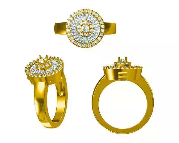 JCD Format Classic round brilliant shape ring baguette design