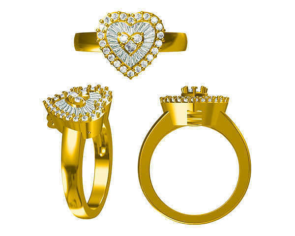 JCD Format Delicate heart shape with baguette cut diamond desgin 3D print model