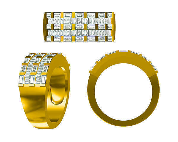 JCD Format Unique baguette cut engagement rings 3D print model