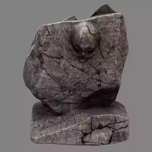 Stone sculpture with skull