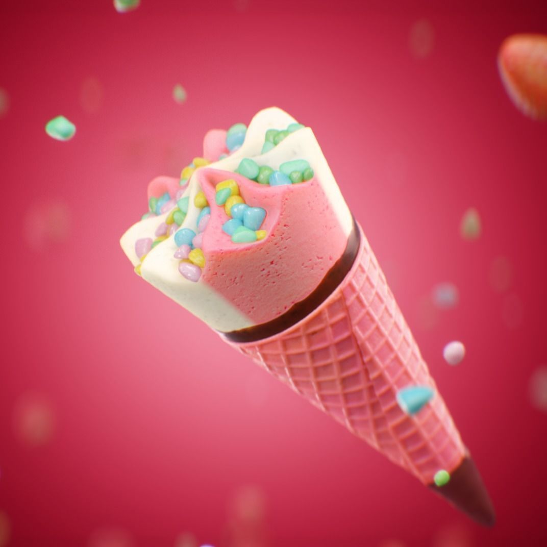 Waffle ice cream model 3D model_7