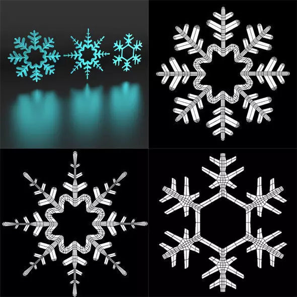 SnowflakeRenderPack snowflakes Free low-poly 3D model_0