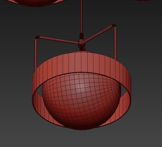 Pendant set of gold lights 3D model_4