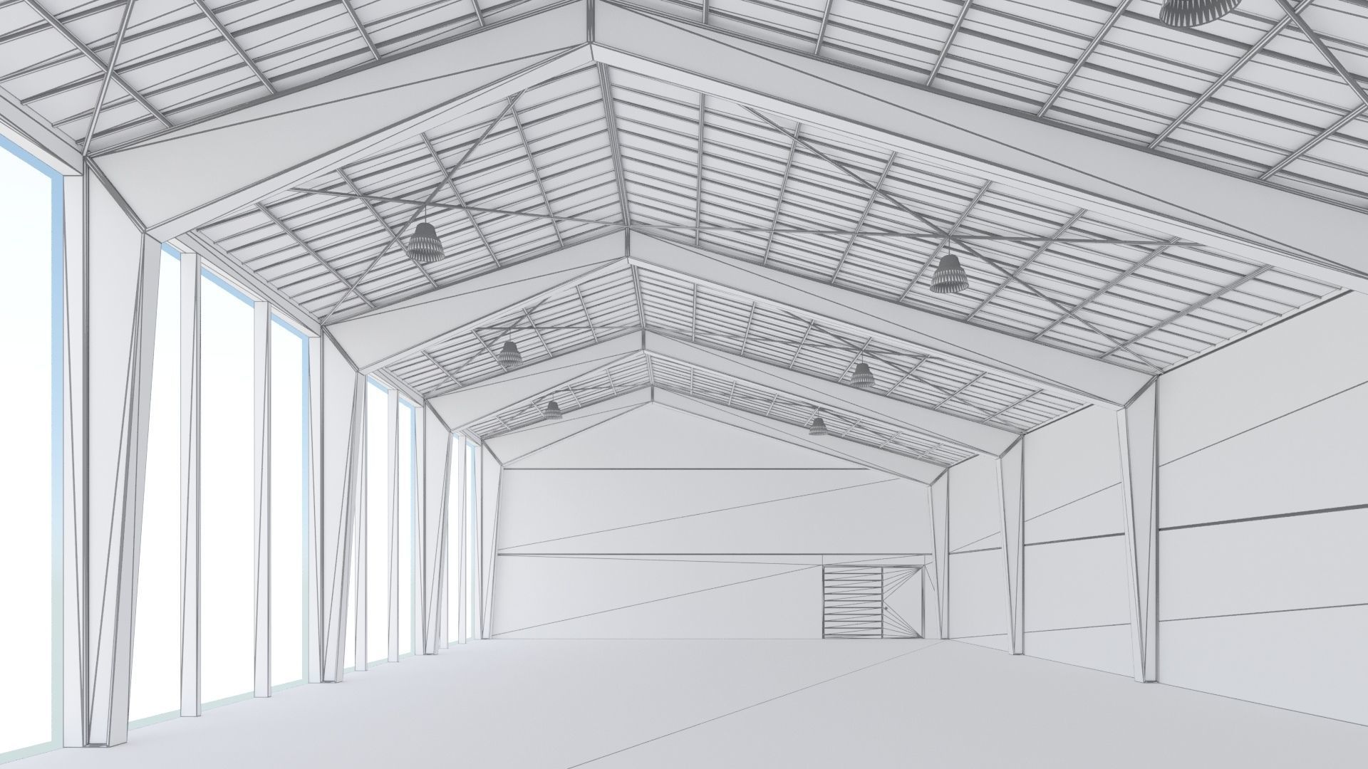 Open Space Industrial Office Vray-Corona-Redshift 3D model_3