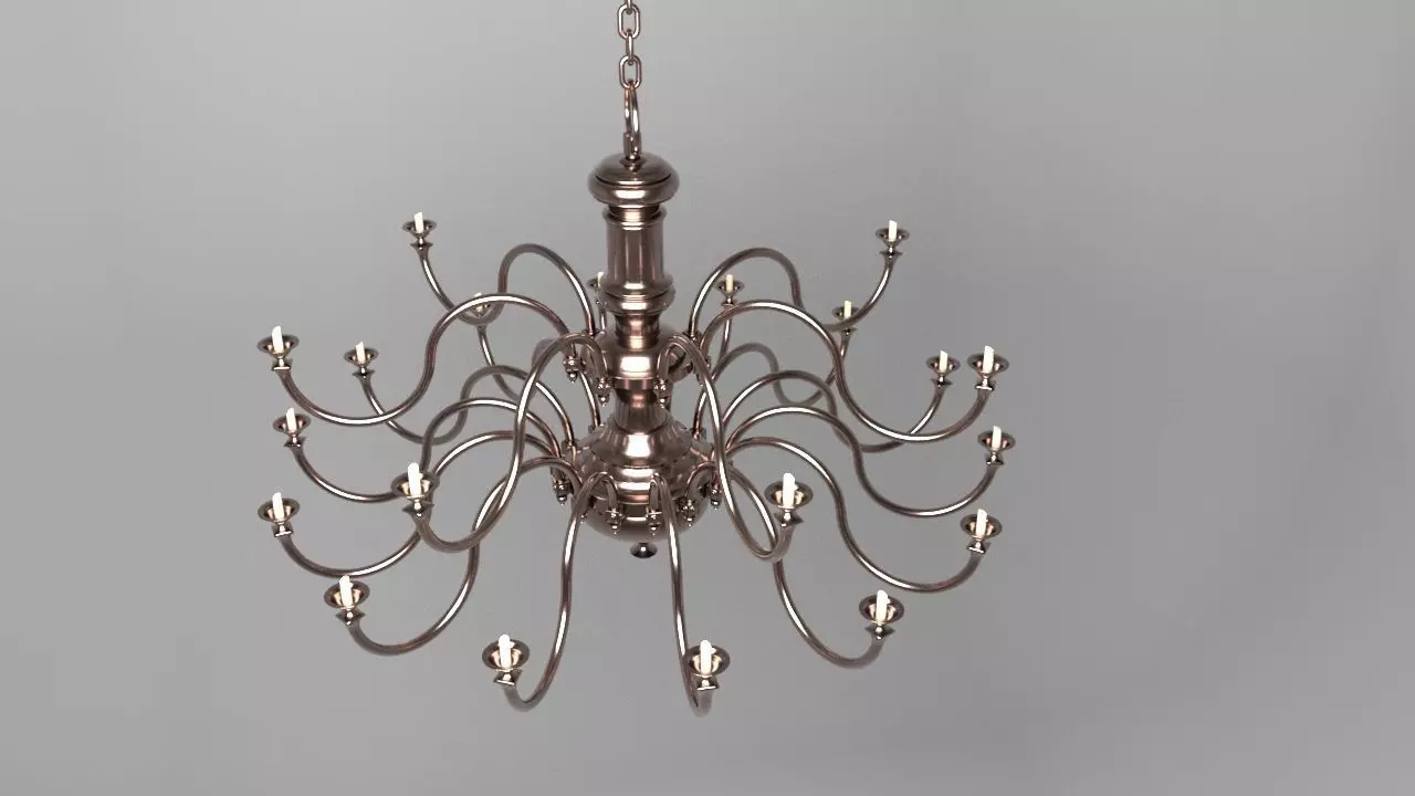 Antique Chandelier Low-poly 3D model_0
