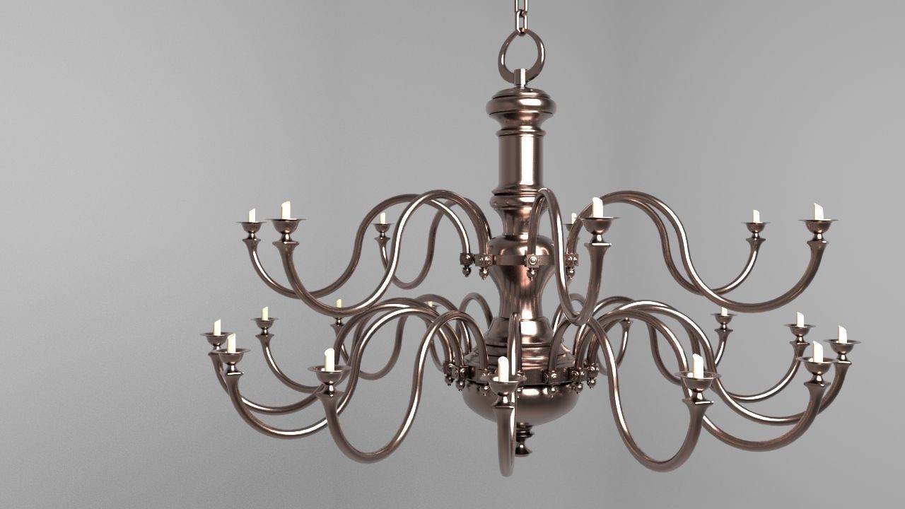 Antique Chandelier Low-poly 3D model_3