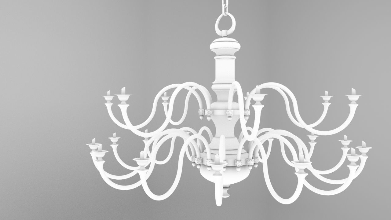 Antique Chandelier Low-poly 3D model_4