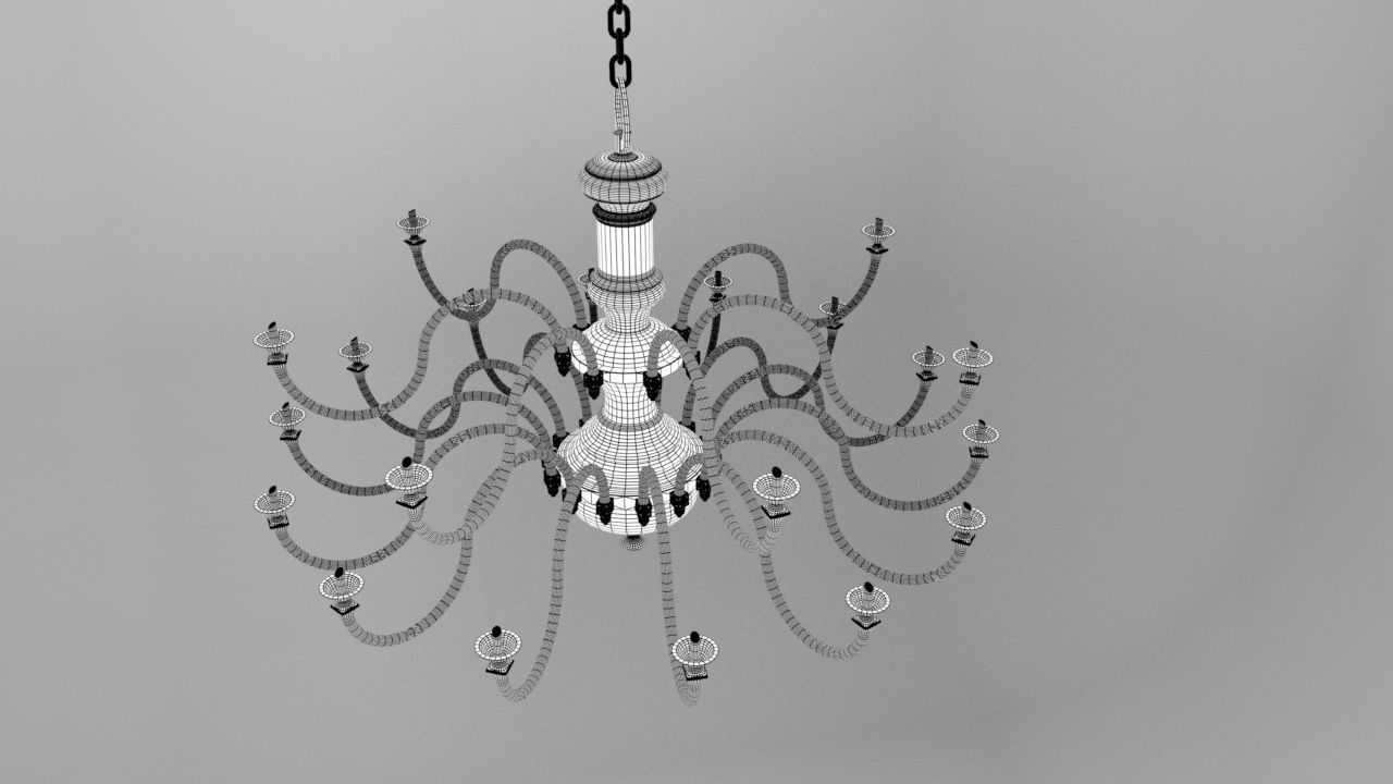 Antique Chandelier Low-poly 3D model_2