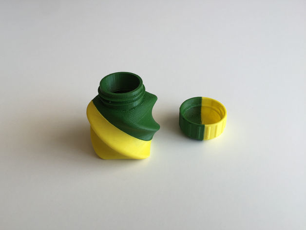 Twisted Bottle with Screw Cup - Dual Extrusion 3D print model_3