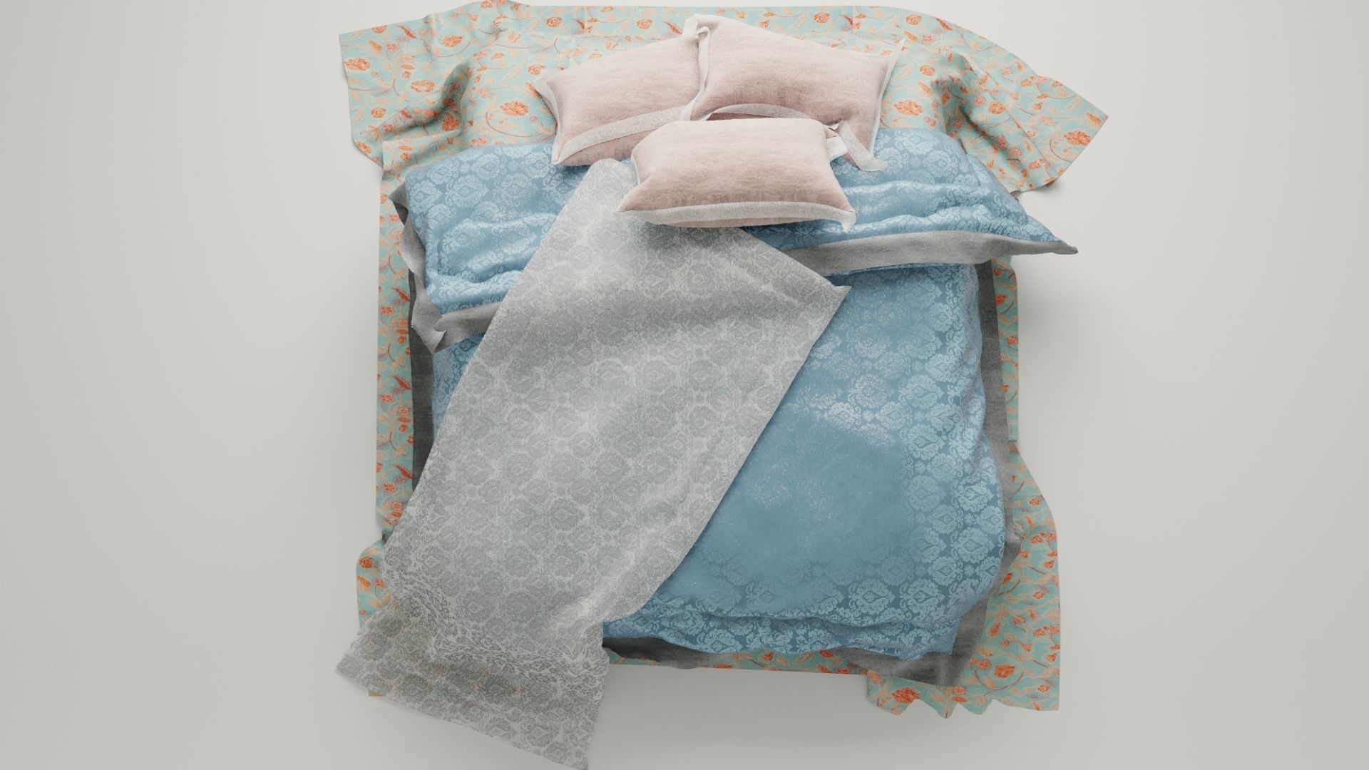 Realistic rendered messy bed  Low-poly 3D model_12