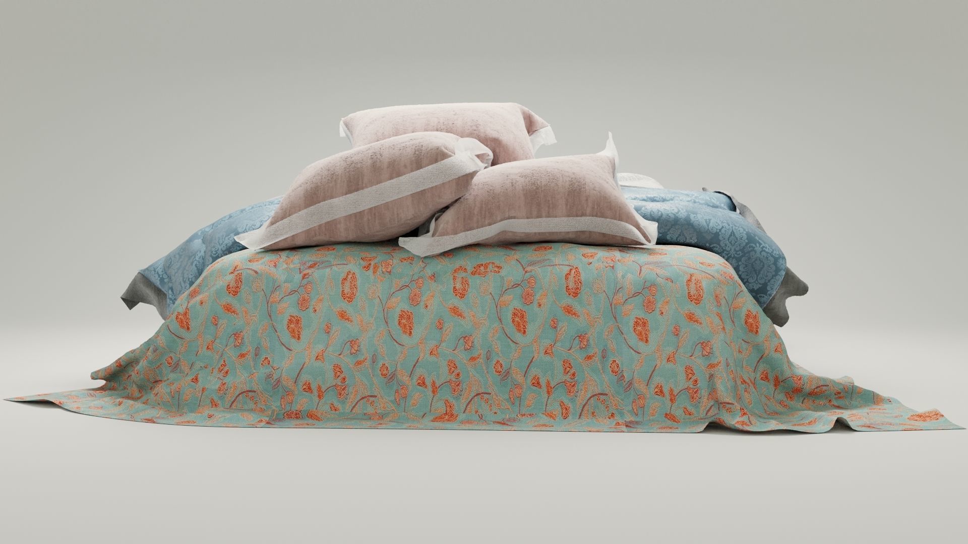 Realistic rendered messy bed  Low-poly 3D model_5