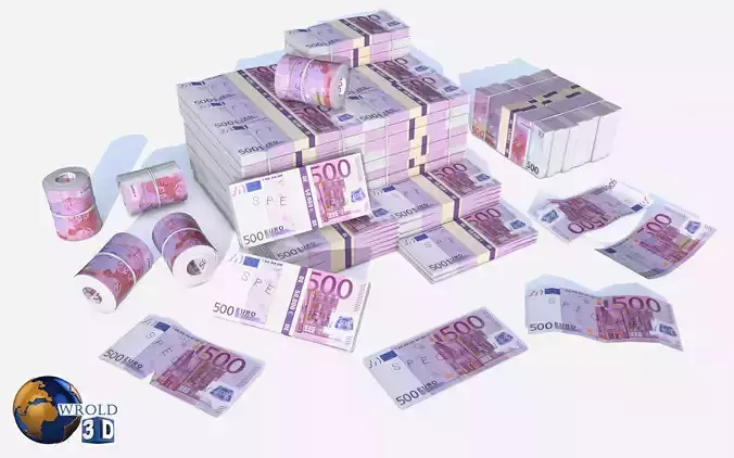 European Union Euro Currency Pack 3d model Low-poly 3D model