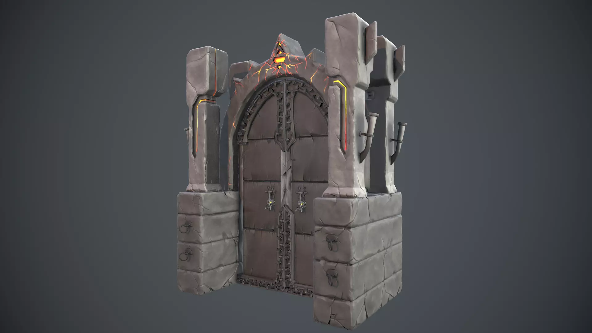 Boss Door stylized videogame asset Low-poly 3D model_0