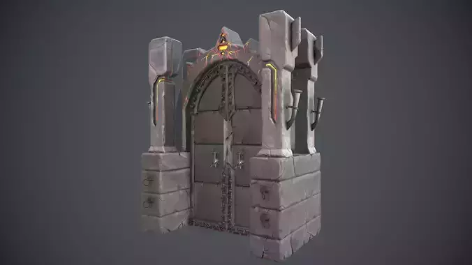 Boss Door stylized videogame asset