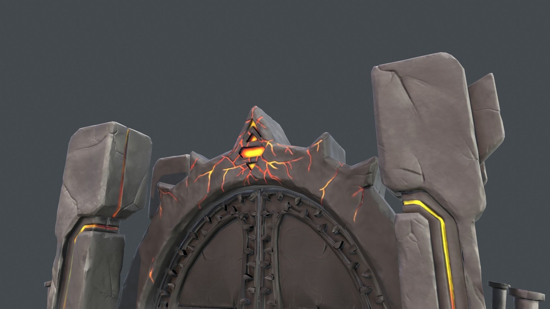 Boss Door stylized videogame asset Low-poly 3D model_3