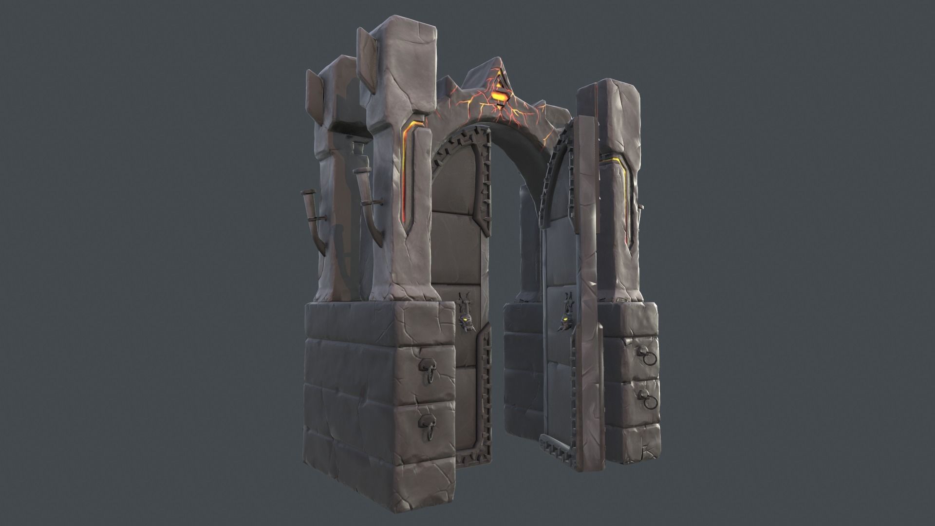 Boss Door stylized videogame asset Low-poly 3D model_5