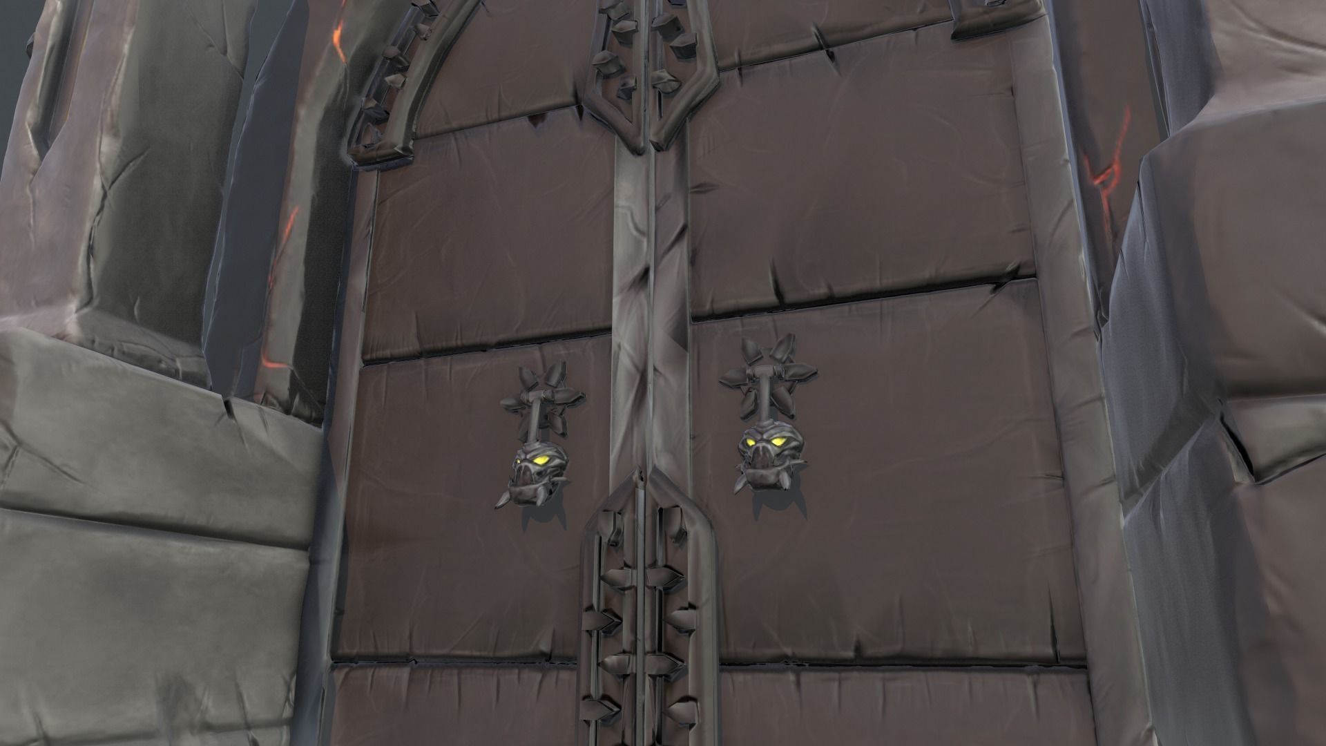 Boss Door stylized videogame asset Low-poly 3D model_2