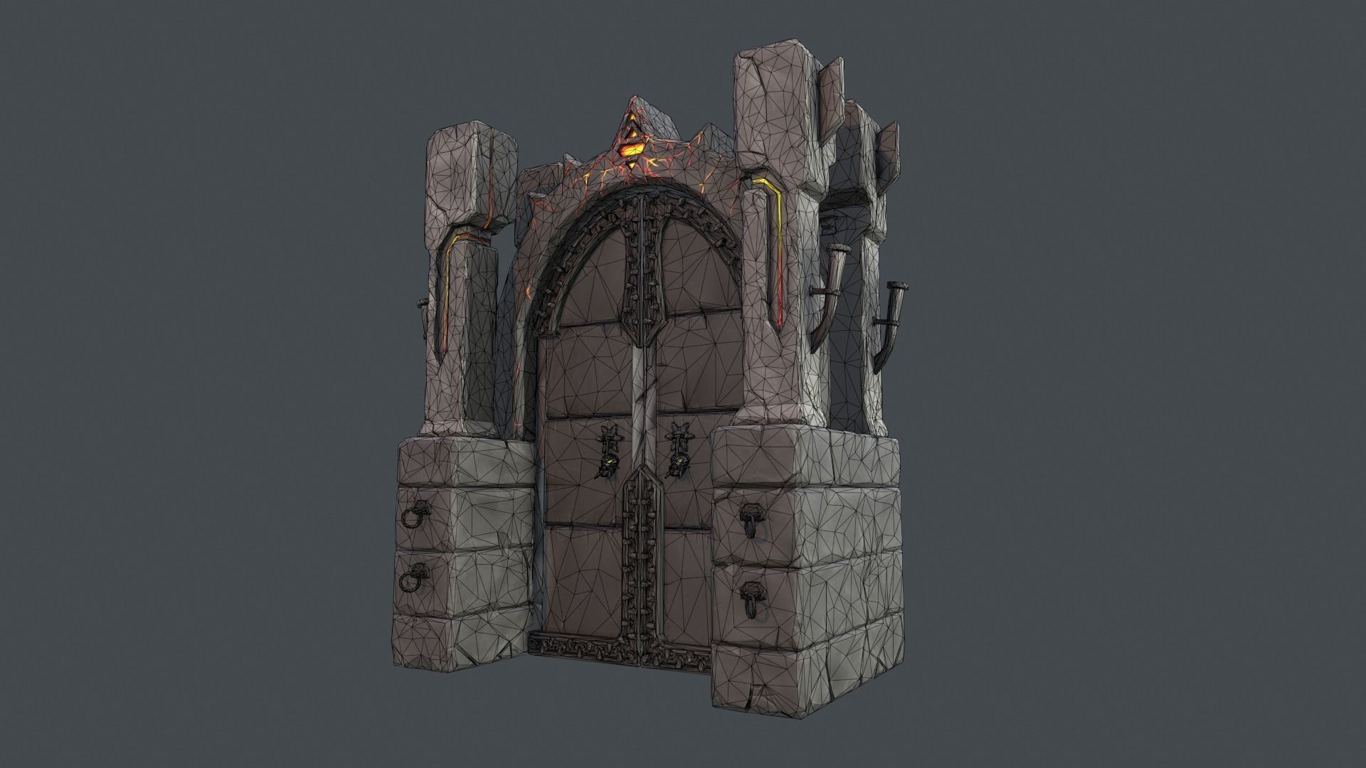 Boss Door stylized videogame asset Low-poly 3D model_4