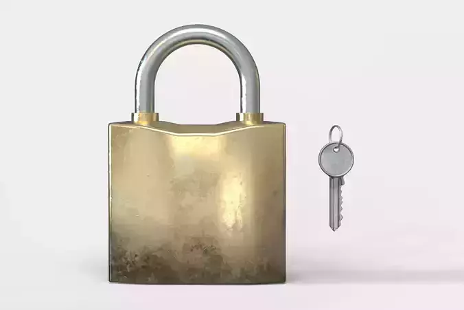 Lock and key Low-poly 3D model