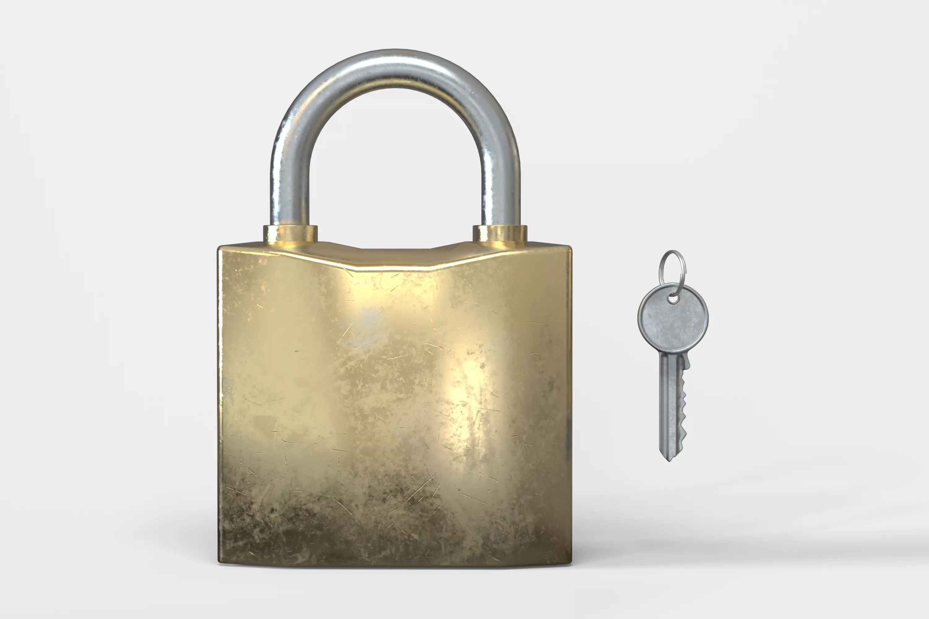 Lock and key Low-poly 3D model_0