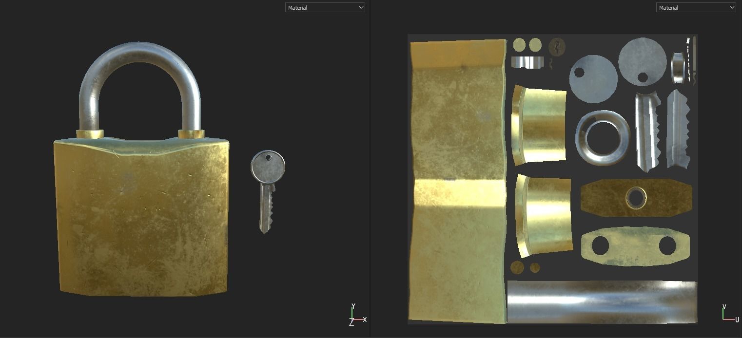 Lock and key Low-poly 3D model_5