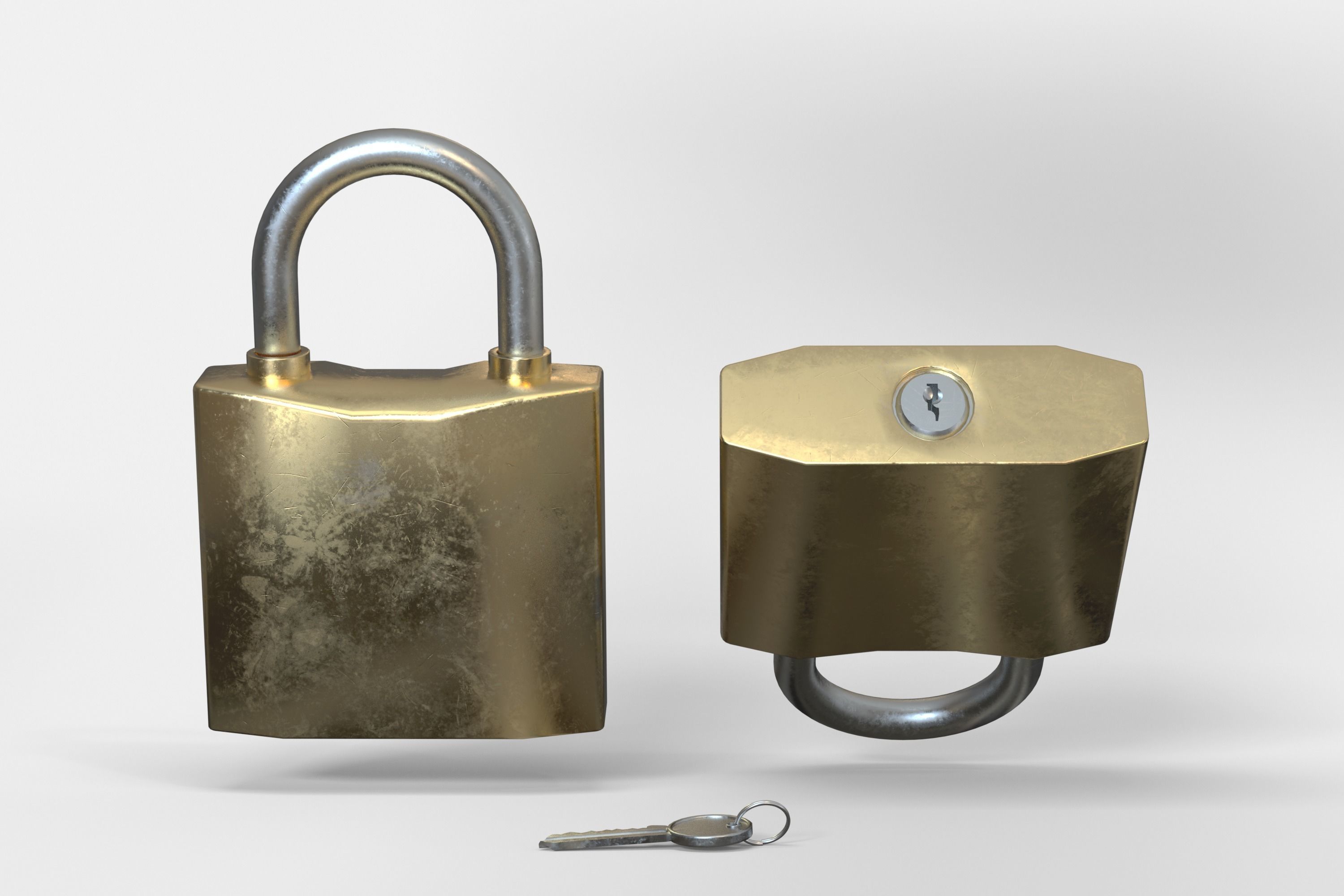 Lock and key Low-poly 3D model_7
