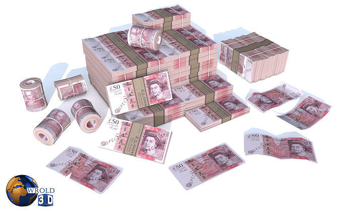 Money Pound Currency Pack 3d model Low-poly 3D model