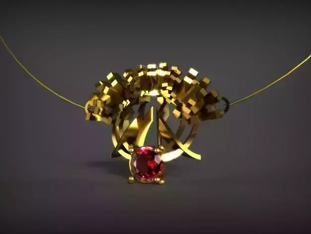 the Flower2 gold necklace with stone