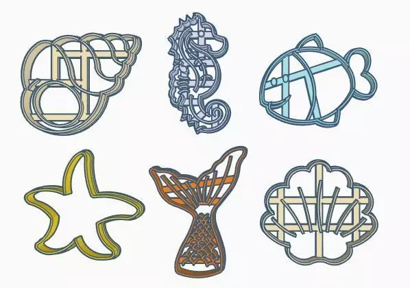 Sea Cookie Cutter Set 3D print model